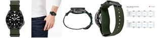 Seiko Men's Automatic 5 Sports Green Nylon Strap Watch 42.5mm